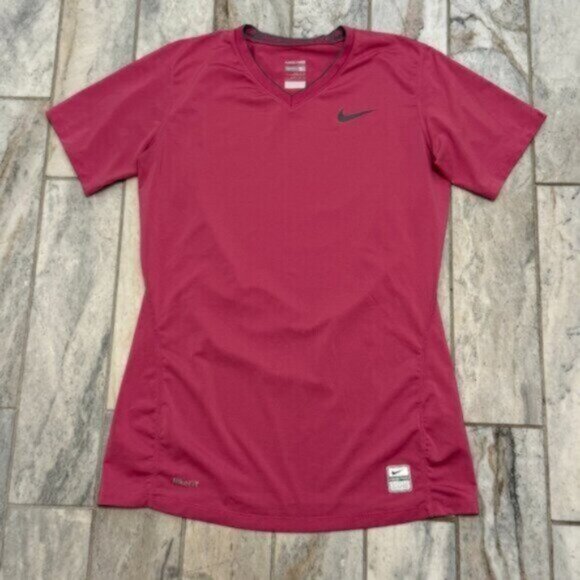 Nike Tops - NEW Nike PRO women's small (fitted) 4/6 Pink v-neck shirt